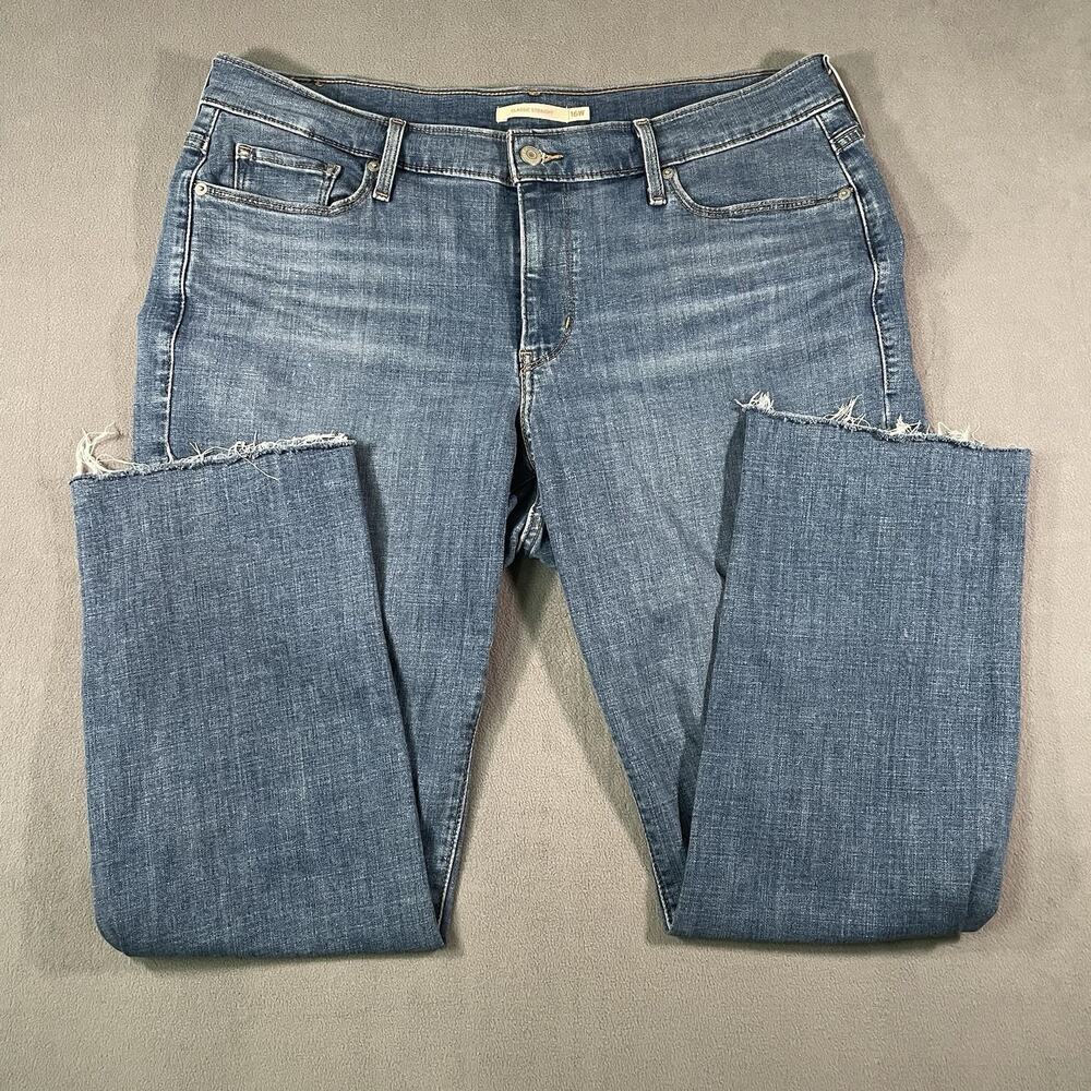 Levi's Jeans Womens 16W Blue Classic Straight Stretch Mid Rise Jeans